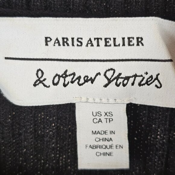 Womens Dark Academia Y2K Workwear Mockneck Sweater Top Black & Other Stories XS - Picture 8 of 11